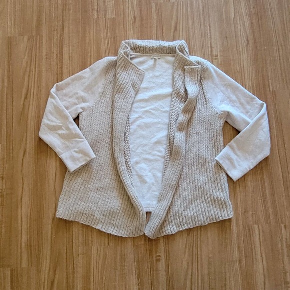 Talbots Sweater Cardigan Top Women Large Beige Tan Wool Knit Open Casual Office - Picture 2 of 12